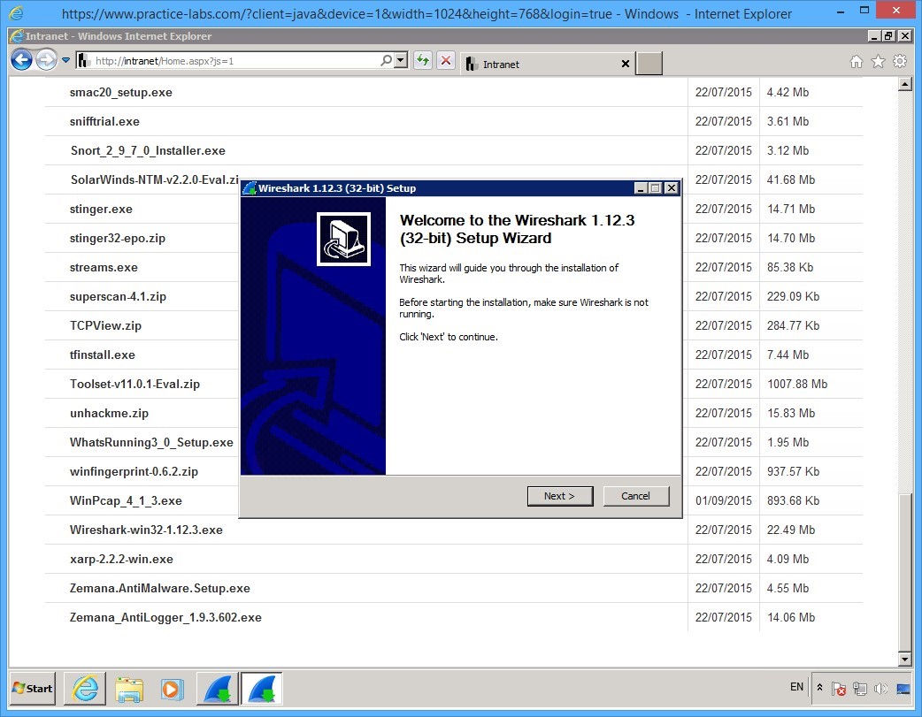 Practice Labs screenshot.